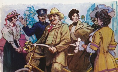 Diamond Jim Brady and Lilian Russell on His Gold-Plated Tandem by English School